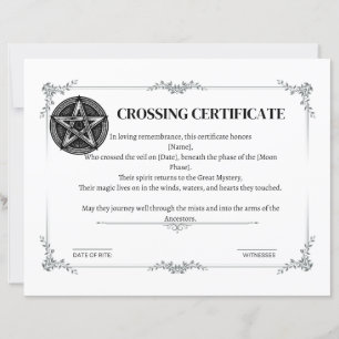 Certificate of Crossing the Veil