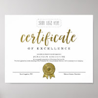 Certificate of Excellence Appreciation Recognition