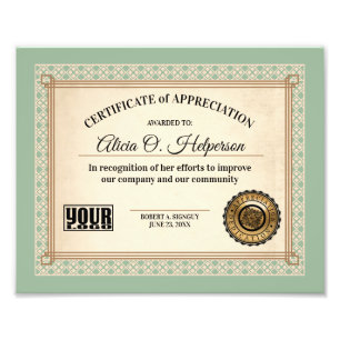 certificate of excellence employee recognition photo print