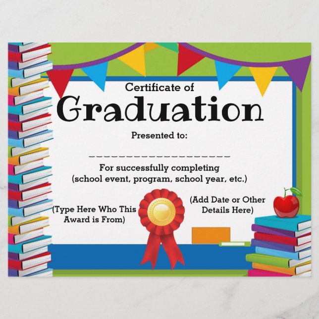 Certificate of Graduation Customizable Kids 8.5x11 (Front)