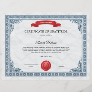 Certificate of Gratitude
