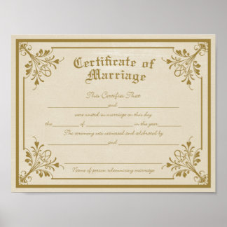 Certificate of Marriage Art Print