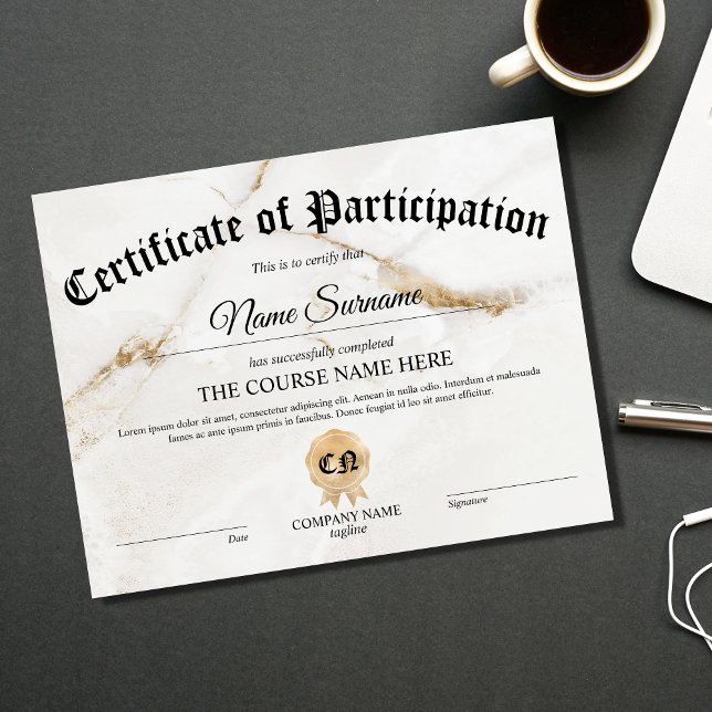 Certificate of Participation Award Course  (Creator Uploaded)
