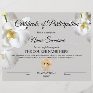 Certificate of Participation Award Course 