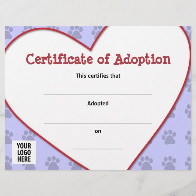 Certificate of Pet Adoption Flyer (Front)