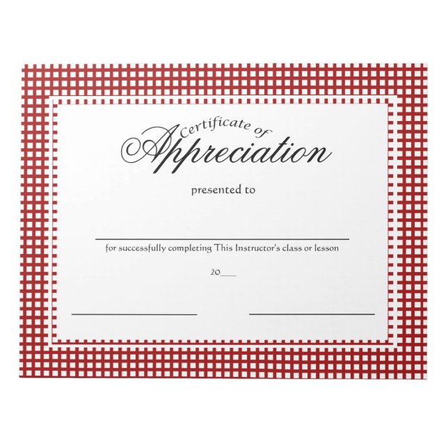 Certificates of Appreciation Notepad (Front)