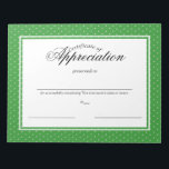 Certificates of Appreciation Notepad<br><div class="desc">Change the bacground colour of these polka dot certificates of appreciation or other awards that you can personalize for your group,  team or organization.  Note pad of 40 identical certificates can be individually hand personalized after purchase.</div>