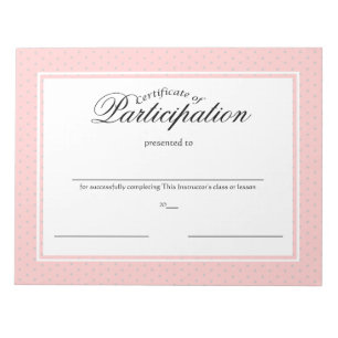 Certificates of Participation Notepad