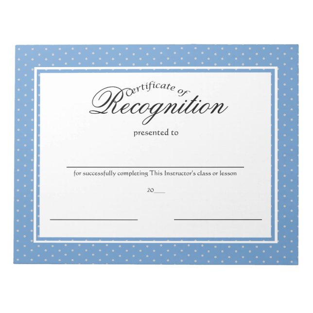 Certificates of Recognition Notepad (Front)