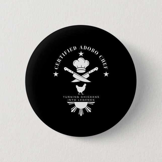 Certified Adobo Chef New Filino Graphics Statement 2 Inch Round Button (Front)
