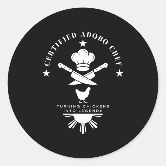 Certified Adobo Chef New Filino Graphics Statement Classic Round Sticker (Front)