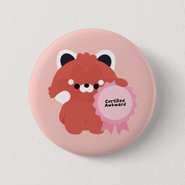 Certified Awkward Red Panda 2 Inch Round Button (Front)