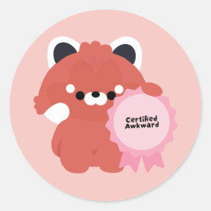 Certified Awkward Red Panda Classic Round Sticker