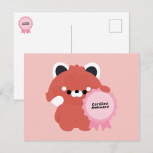 Certified Awkward Red Panda Holiday Postcard
