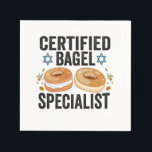 Certified Bagel Specialist Funny Jewish Hanukkah  Napkin<br><div class="desc">hanukkah, passover, yiddish, chanukah, jewish, menorah, jew, gift, birthday, bagel</div>