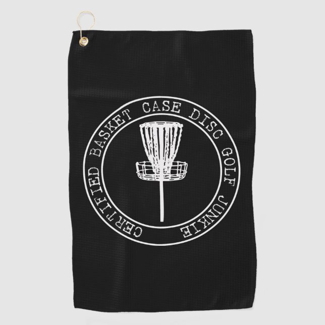Certified Basket Case Disc Golf Junkie Golf Towel (Front)