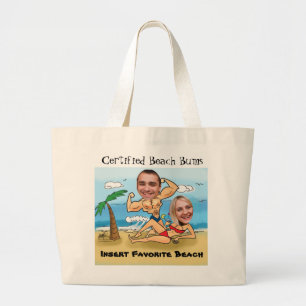 Certified Beach Bums Cut Outs Large Tote Bag