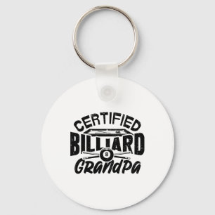 Certified Billiard Grandpa Pool Billiards Player F Keychain