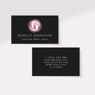 Certified Birth Doula Rose Gold Baby Feet Logo Business Card