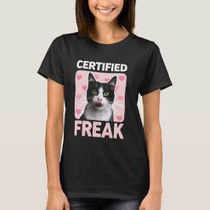 Certified Cat Freak Funny Kitten Pink Hearts Kitty T-Shirt