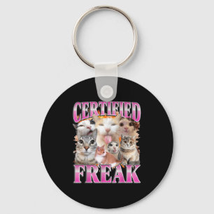 Certified cat graphic bootleg funny gen z humor keychain