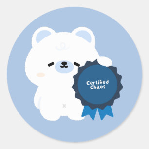 Certified Chaos Polar Bear Classic Round Sticker