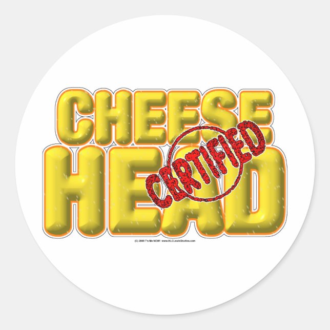 Certified CheeseHead Classic Round Sticker (Front)