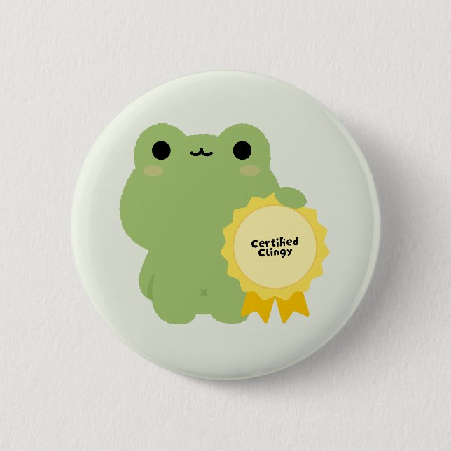 Certified Clingy Frog 2 Inch Round Button (Front)