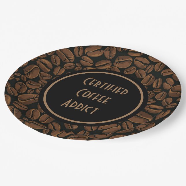 Certified Coffee Addict Paper Plate (Angled)