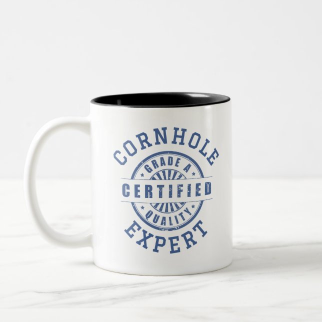 Certified Cornhole Expert, Best Player Two-Tone Coffee Mug (Left)