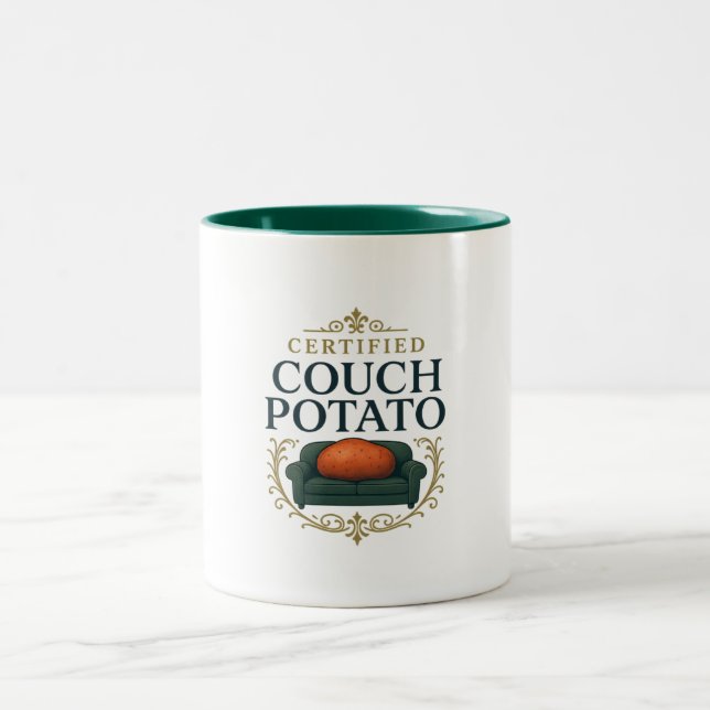 Certified Couch Potato Coffee Mug – Green Interior (Center)