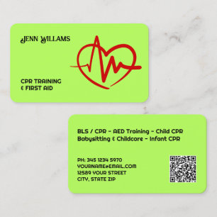 Certified CPR Instructor Custom QR Business Card