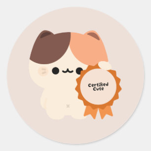 Certified Cute Cat Classic Round Sticker