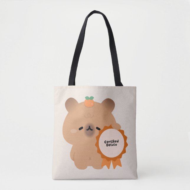 Certified Delulu Capybara Tote Bag (Front)