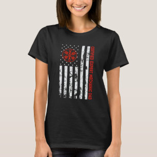Certified Expert Mechanic Dad American Flag Cars M T-Shirt