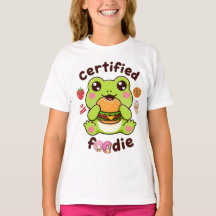 Certified Foodie Cute Kawaii Frog Eating Burger |