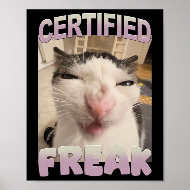 Certified Freak Cat Meme Funny Pet Humour  Poster (Front)
