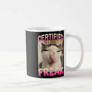 Certified Freak Cat Meme Offensive Memes Funny Cat Coffee Mug