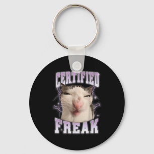 Certified Freak Eat Cement Cursed Cat Funny Cats M Keychain