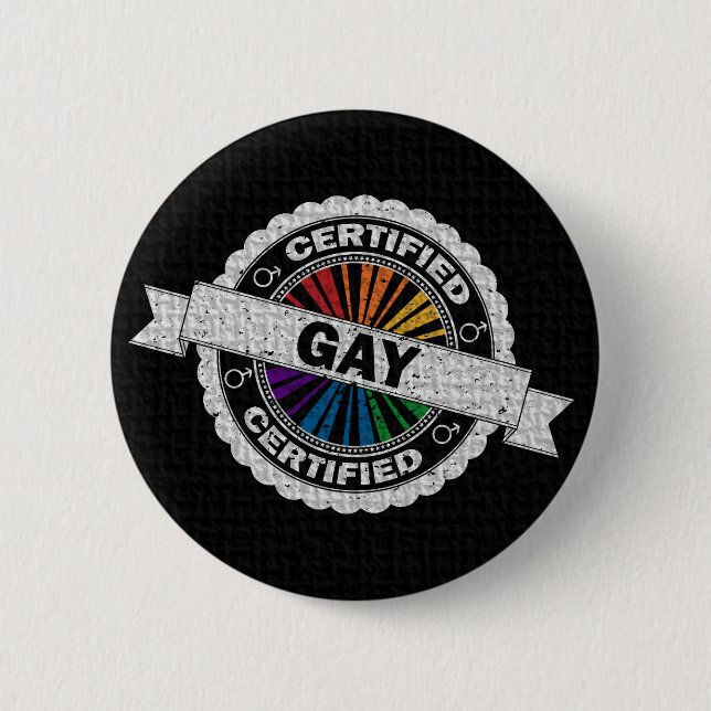 Certified Gay Pride Stamp 2 Inch Round Button (Front)
