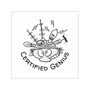 Certified Genius Thinking Cap Funny Cartoon Self-inking Stamp