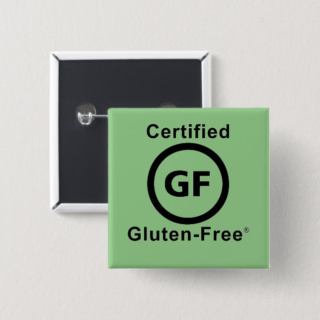Certified Gluten Free Symbol Square 2 Inch Square Button (Front & Back)