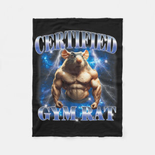 Certified Gym Rat Meme Fitness Bodybuilding Gym Lo Fleece Blanket