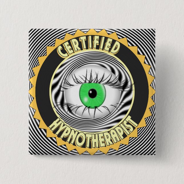 CERTIFIED HYPNOTHERAPIST LOGO 2 INCH SQUARE BUTTON (Front)