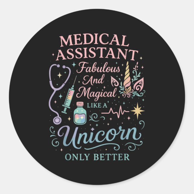 Certified Medical Istant Unicorn Cma Medical Istan Classic Round Sticker (Front)