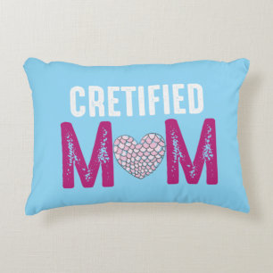 Certified Mom Heart Graphic Mother's Day Gift Desi Accent Pillow