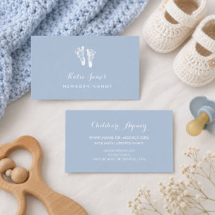 Certified Nanny Simple Newborn Baby Footprints Business Card