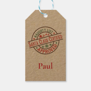 Certified Naughty List Santa Christmas  Gift Tags