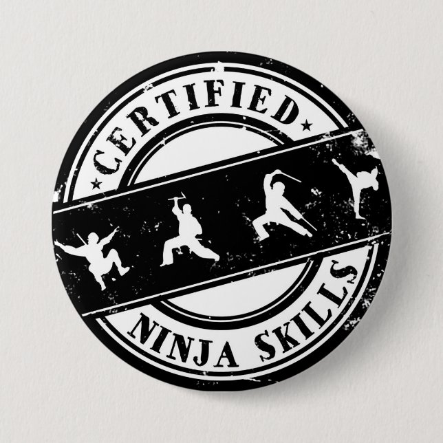 Certified Ninja Skills Funny Badge for Gamers 3 Inch Round Button (Front)