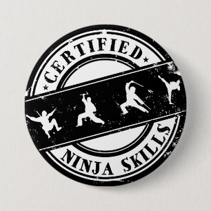 Certified Ninja Skills Funny Badge for Gamers 3 Inch Round Button